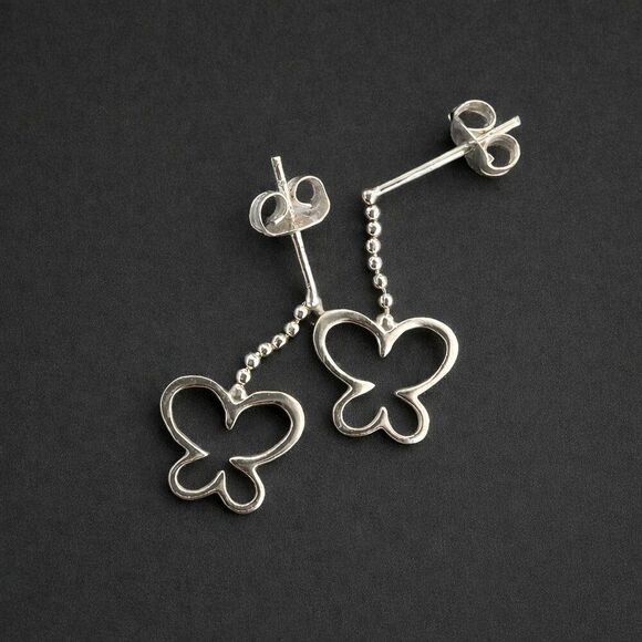 Vintage Jewelry - Vintage Sterling Butterfly Drop Earrings